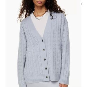 Aritzia Sunday best cable knit button up cardigan gray s